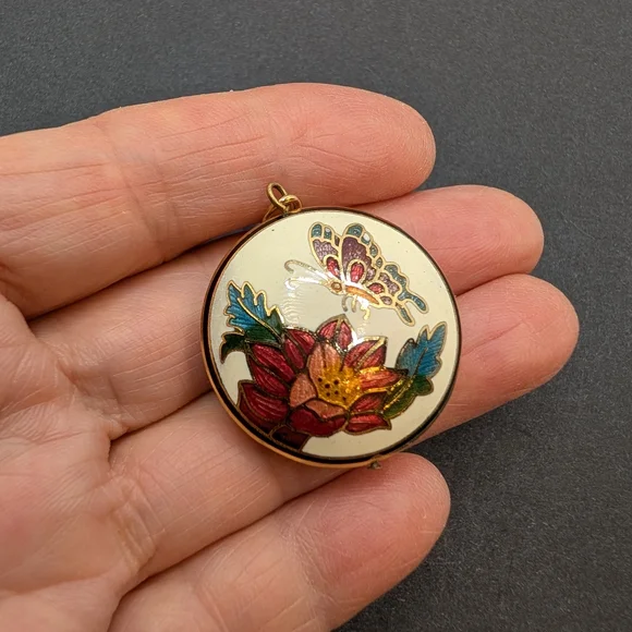 Colorful Floral and Butterfly Pendant - Picture 2 of 4